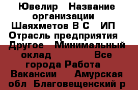 Ювелир › Название организации ­ Шаяхметов В.С., ИП › Отрасль предприятия ­ Другое › Минимальный оклад ­ 80 000 - Все города Работа » Вакансии   . Амурская обл.,Благовещенский р-н